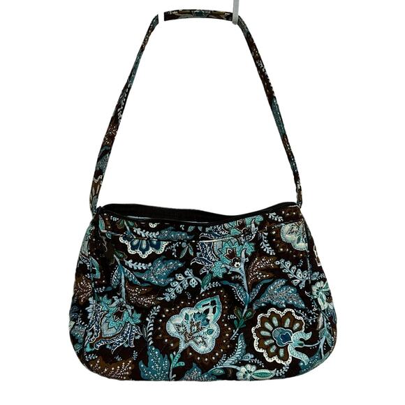 Vera Bradley Satchel Shoulder Bag Medium Java Blue Floral Cotton Retired - Picture 1 of 8